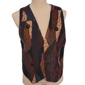 (D) vintage 1980s suede multicolored Patchwork vest Size medium
